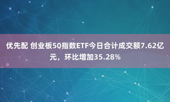 优先配 创业板50指数ETF今日合计成交额7.62亿元，环比增加35.28%